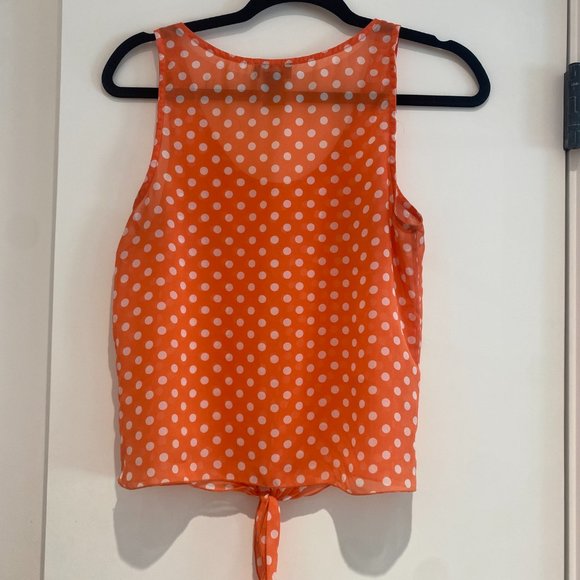 Sheer Polka Dot Tie Front Shirt - Picture 3 of 3